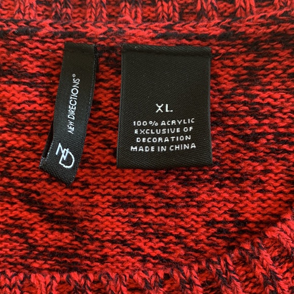 New Directions Red Christmas Sweater, XL - Picture 6 of 7